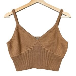 Reformation Gellar Top Camel Brown Organic Cotton Knit Cropped Camisole Tank M